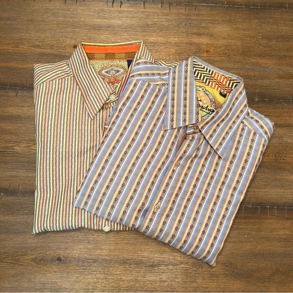 NWOT TWO Robert Graham Men's Medium Long Sleeve Button Down Dress Shirts - Picture 1 of 9